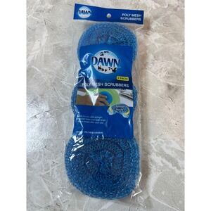 Dawn Poly Mesh Scrubbers 3 Pack Blue Non-Scratch Sponge Inside for Non-Stick